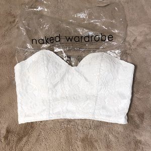 White Lace Crop Corset Top- NWOT